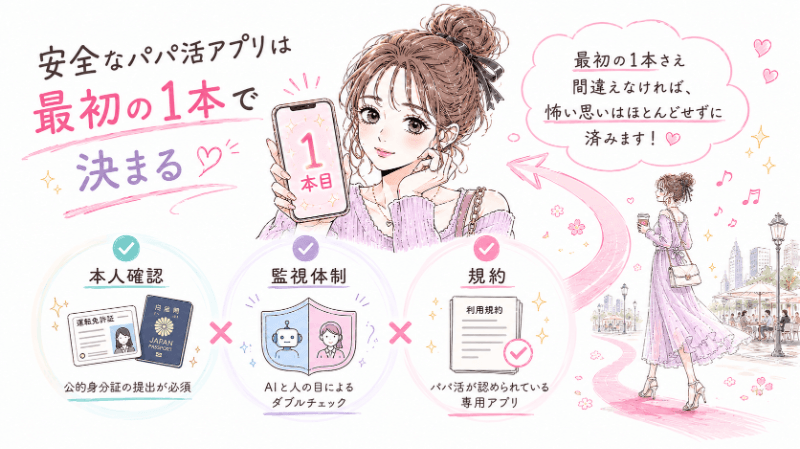 安全なパパ活アプリは最初の1本で決まる
